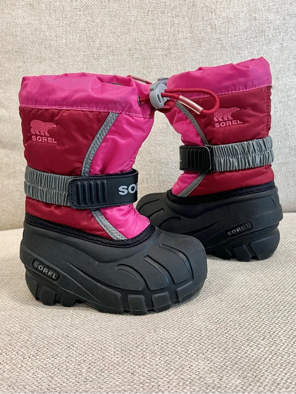 Sorel Size 6 Toddler Girls Pink Winter Snow Boots Waterproof Insulated GUC